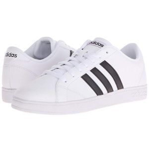 Adidas Neo Baseline W Leather Sneakers - White w/ Black Stripes